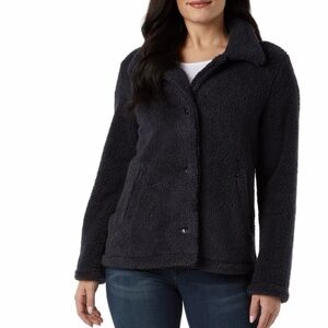 32 Degrees Women's Cozy Fleece Button Front Jacket Dark Navy
